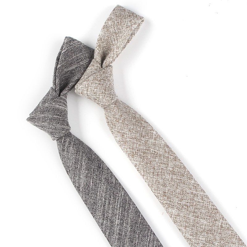Solid Color Korean Style Narrow Cotton Men's 6cm Formal Wear Business Casual Wedding Tie - Image 4