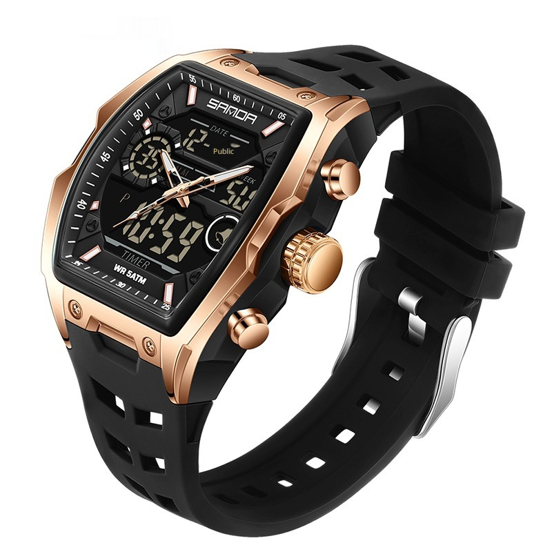 Multifunctional Cask-Shaped Luminous Sports Electronic Watch - Image 2