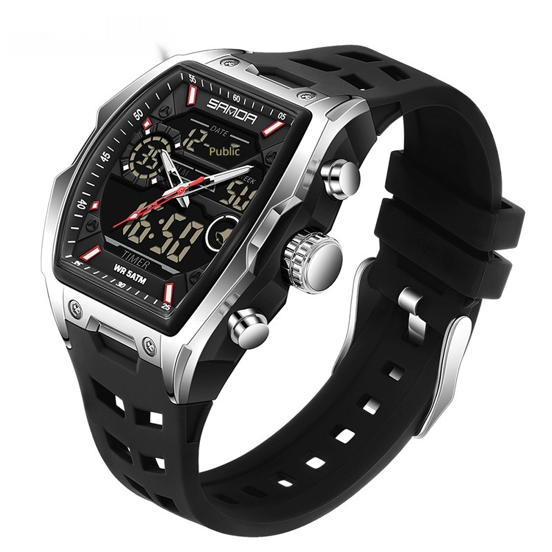 Multifunctional Cask-Shaped Luminous Sports Electronic Watch - Image 4