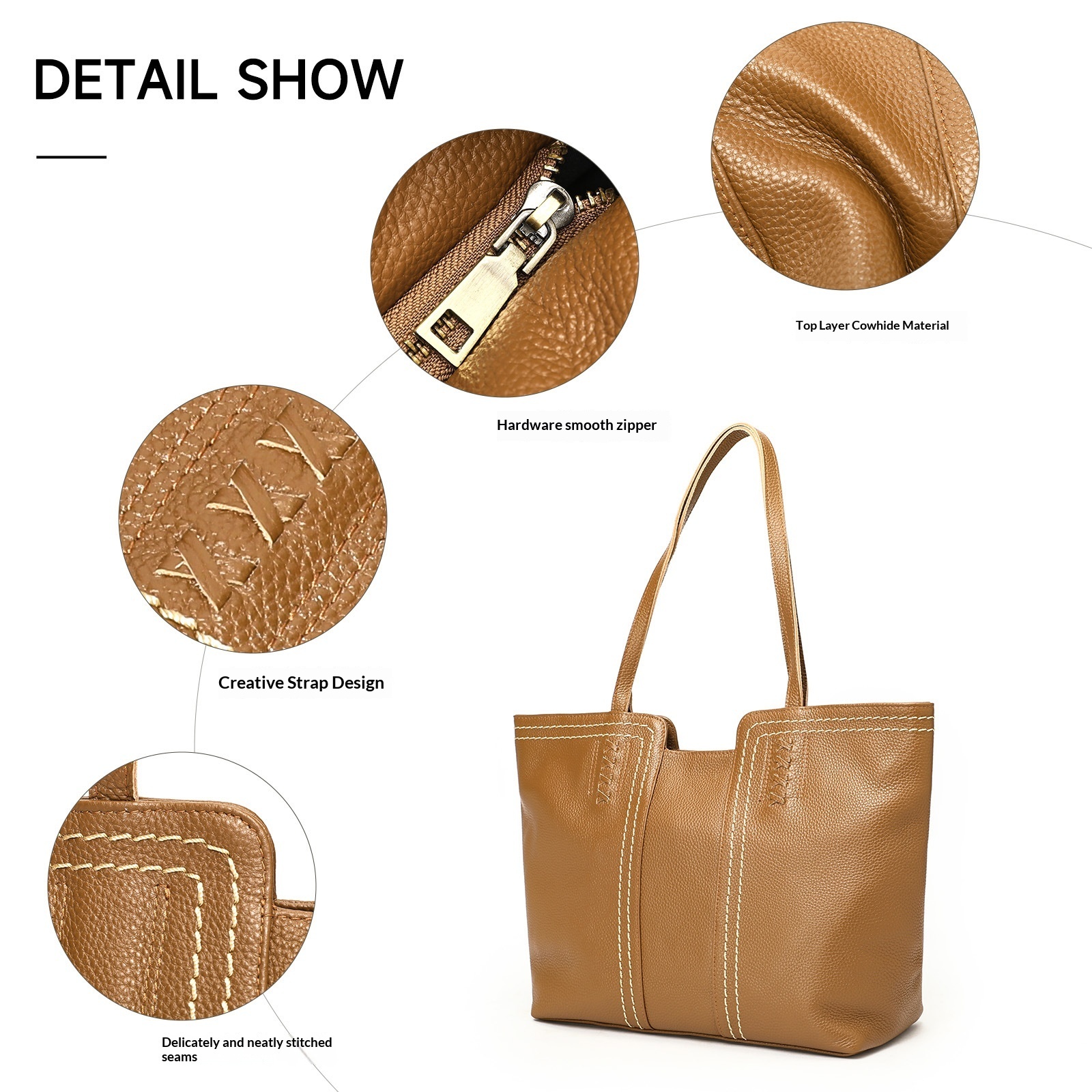 Sophisticated Soft Cowhide Tote Bag - Image 3