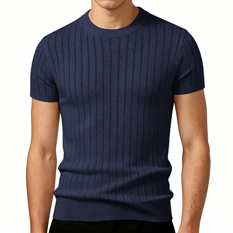 Short-sleeve Knitted Sweater Mens Fashion - Image 10