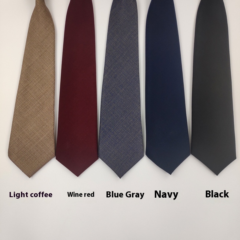 Solid Color Navy Blue Tie Men's Tie - Image 3