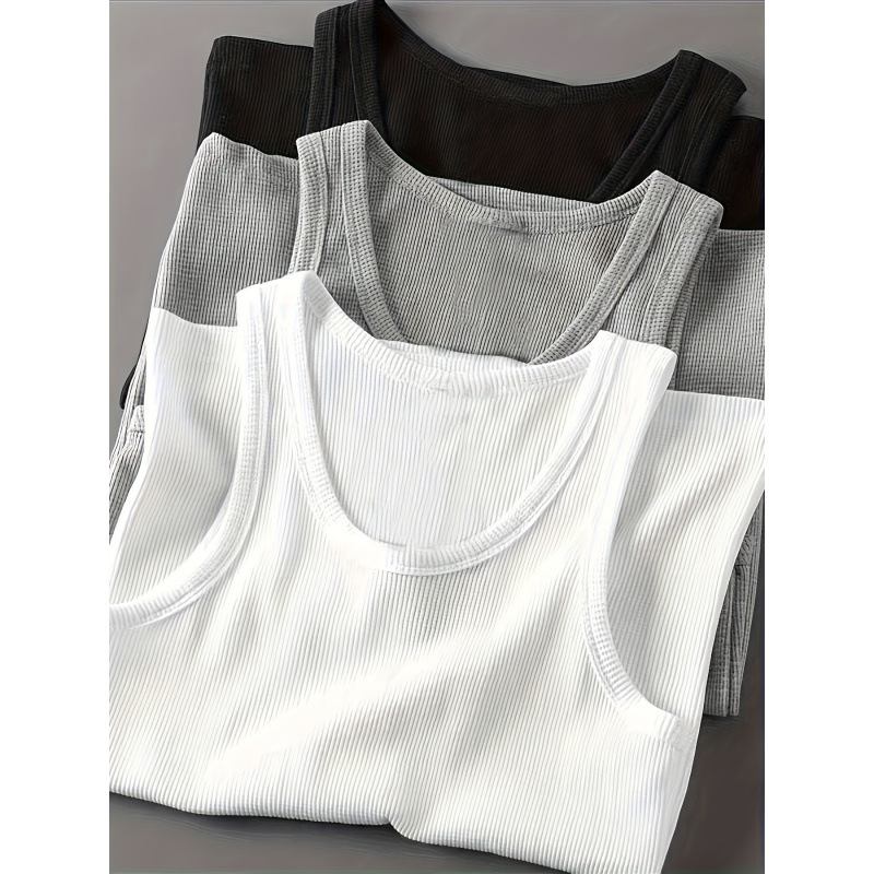 Solid Color Sleeveless Tank Tops Sporty Slim Fit - Image 7
