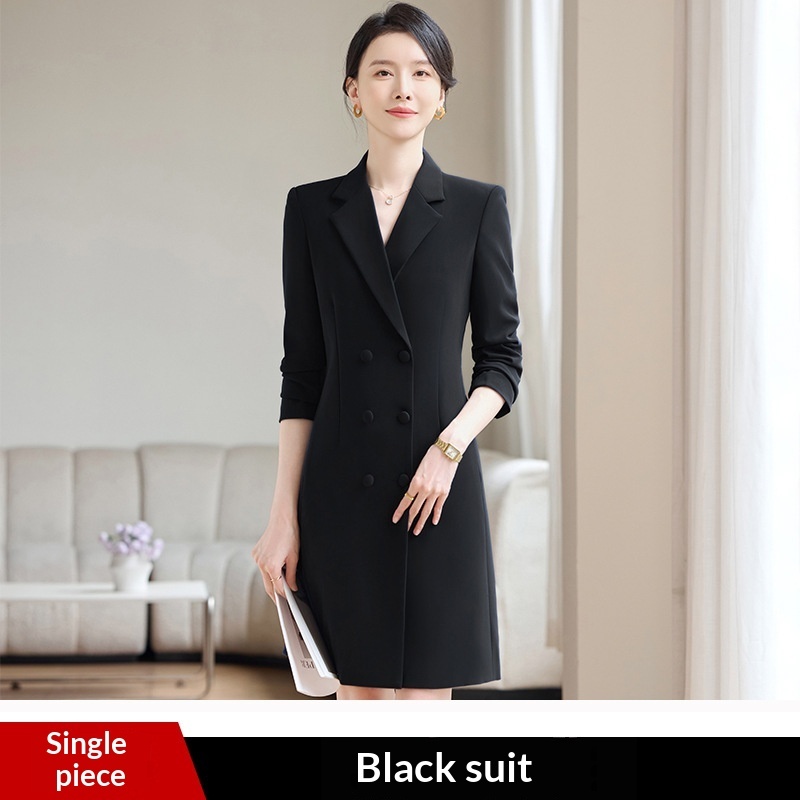 Stretch Midi-length Long-sleeve Suit Dress - Image 2