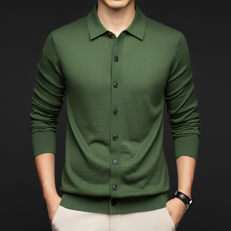 Mens Casual Commuter-style Solid-color Wool Sweater