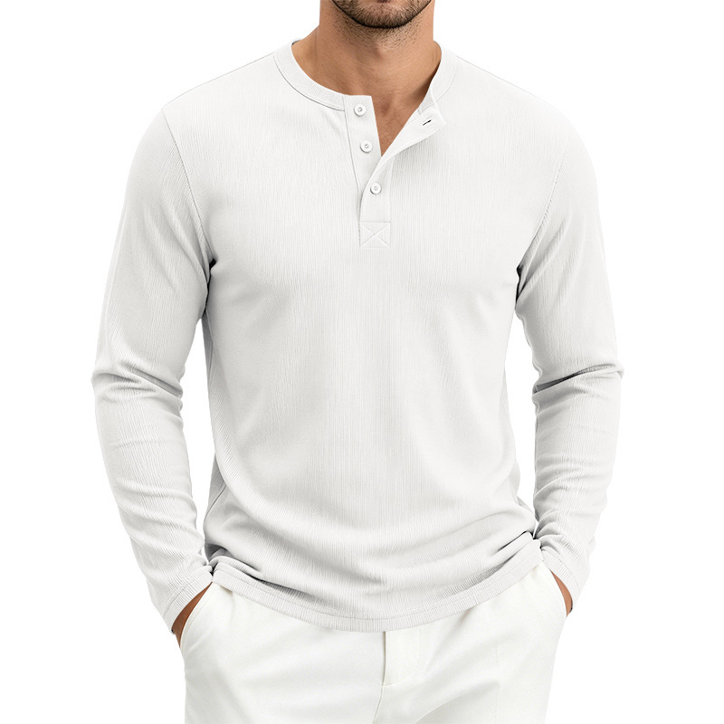 Mens Long-Sleeve Loose-Fit Casual Ribbed T-Shirt - Image 2