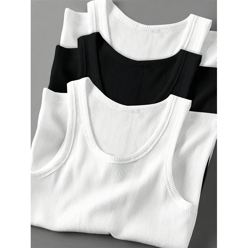 Solid Color Sleeveless Tank Tops Sporty Slim Fit - Image 10