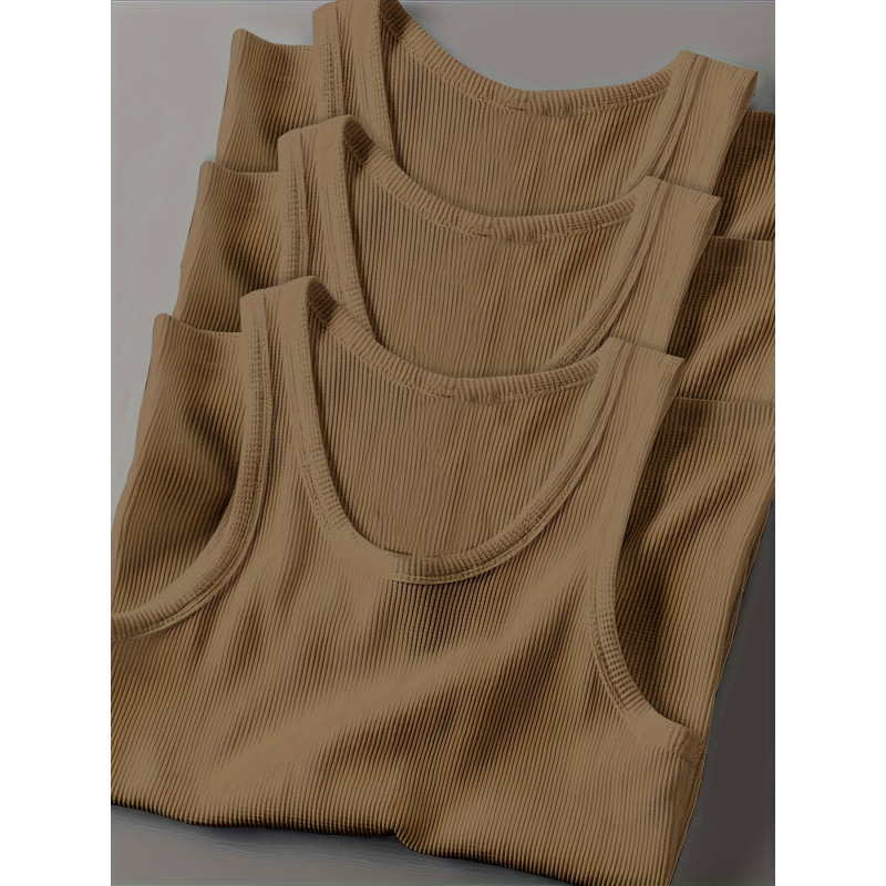 Solid Color Sleeveless Tank Tops Sporty Slim Fit - Image 8