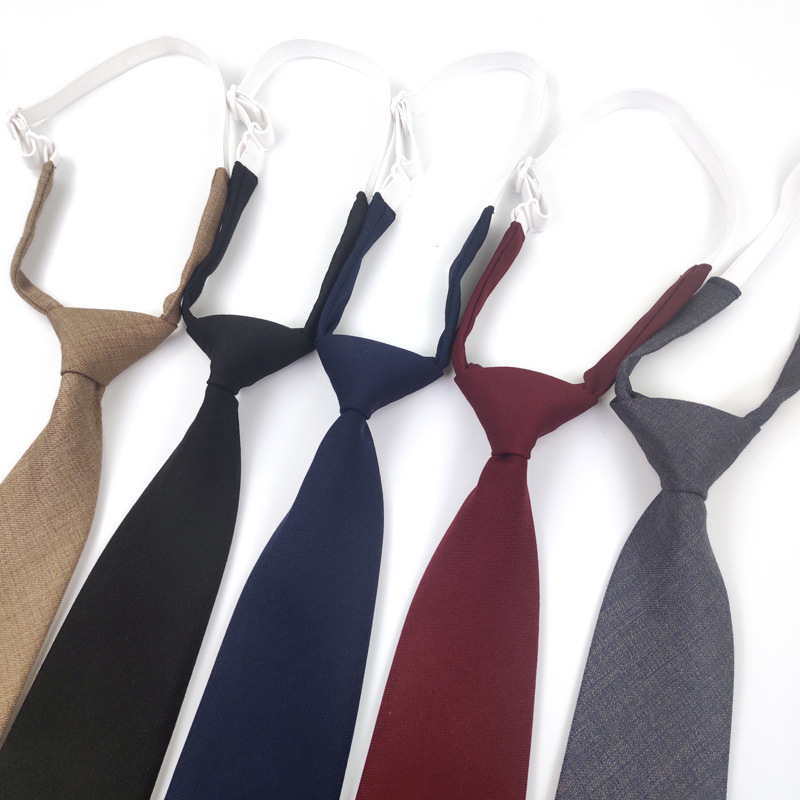Solid Color Navy Blue Tie Men's Tie - Image 2