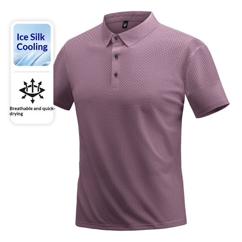 Summer New Solid-color High-end Short-sleeve Breathable Ice-silk T-shirt - Image 9