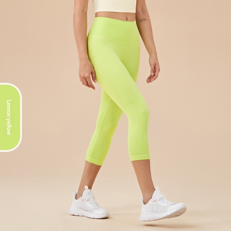 Women's Solid-Colored High-Waist Cropped Sports Fitness Pants - Image 10