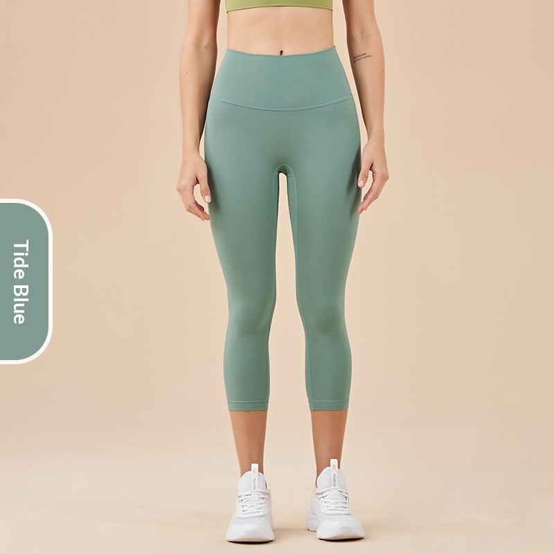 Women's Solid-Colored High-Waist Cropped Sports Fitness Pants - Image 9