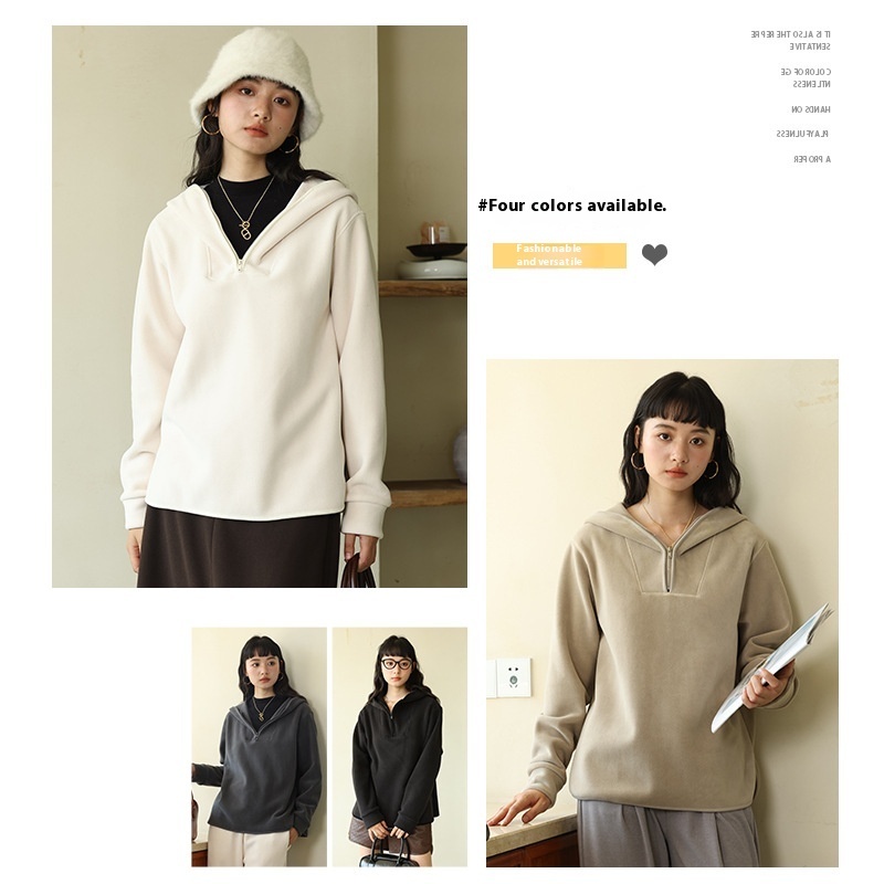 Hooded Loose Thickened Outer Wear Casual Top - Image 3