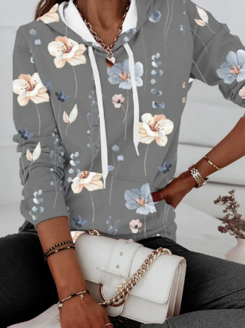 Womens Casual Printed Hoodie With Pockets - Image 7