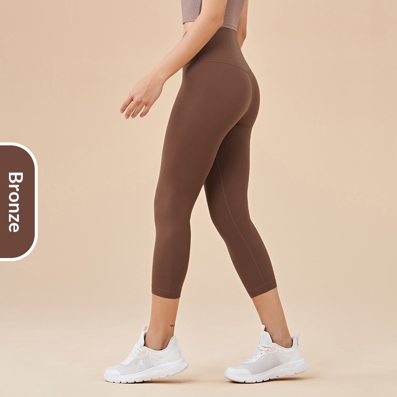 Women's Solid-Colored High-Waist Cropped Sports Fitness Pants - Image 8