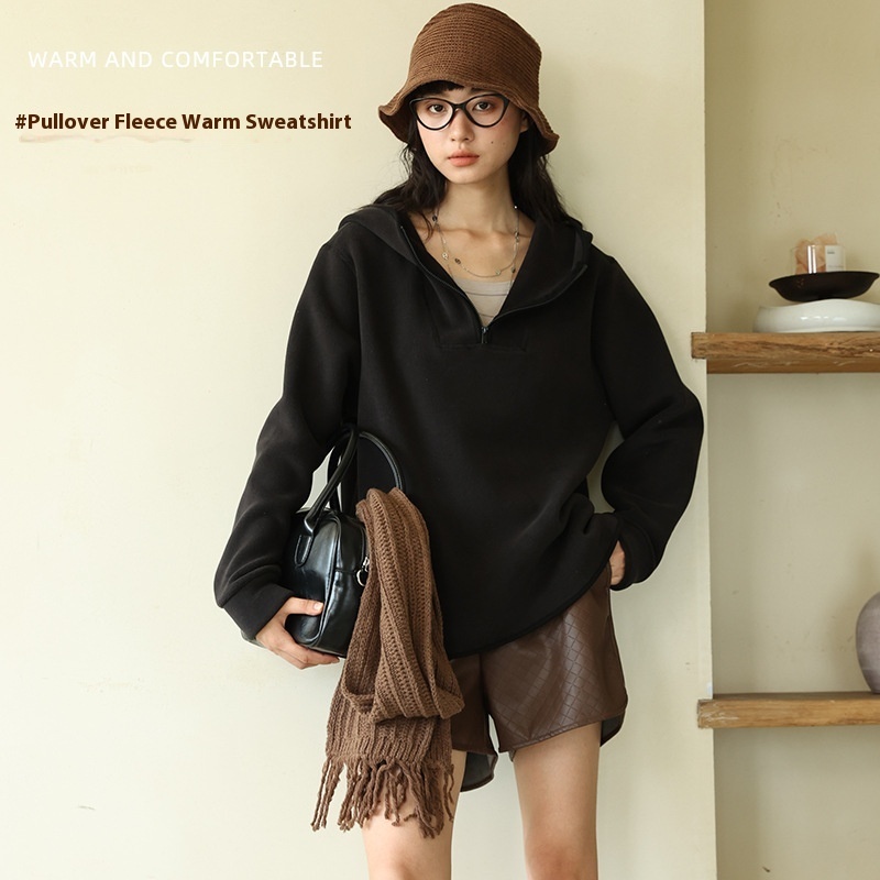Hooded Loose Thickened Outer Wear Casual Top - Image 2