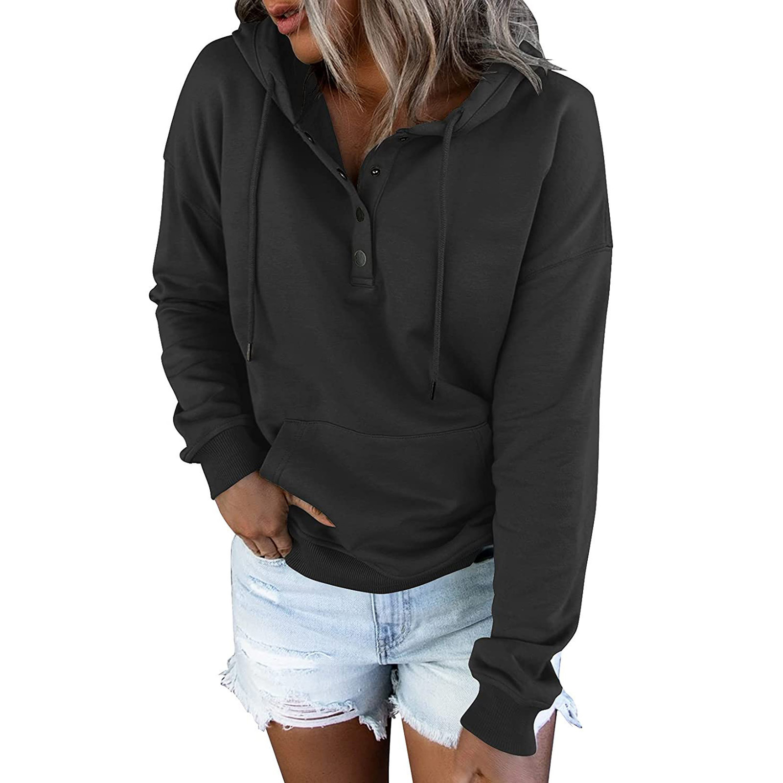 Loose-fitting Casual Long-sleeve Hoodie With A Drawstring And Pockets - Image 4