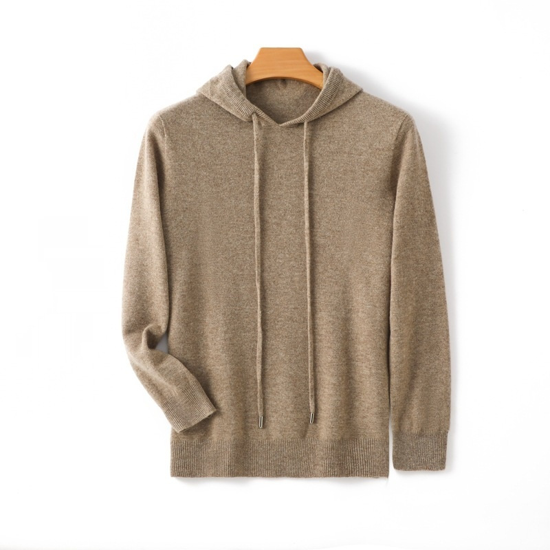 Men's Hooded Solid Color Skin-friendly Knitted Warm Hoodie Bottoming Shirt - Image 9