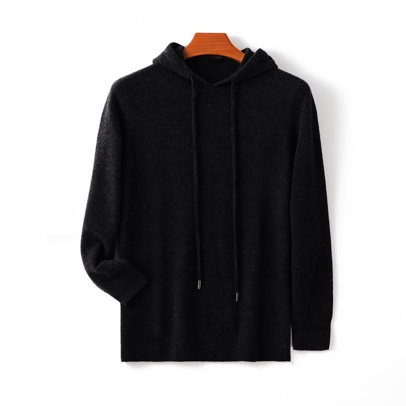 Men's Hooded Solid Color Skin-friendly Knitted Warm Hoodie Bottoming Shirt - Image 8