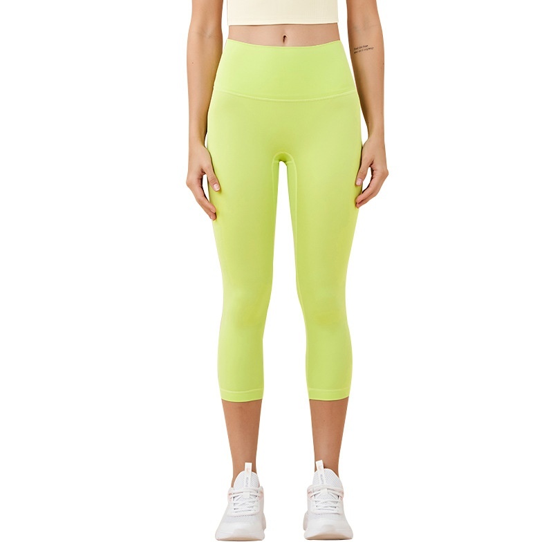 Women's Solid-Colored High-Waist Cropped Sports Fitness Pants - Image 5
