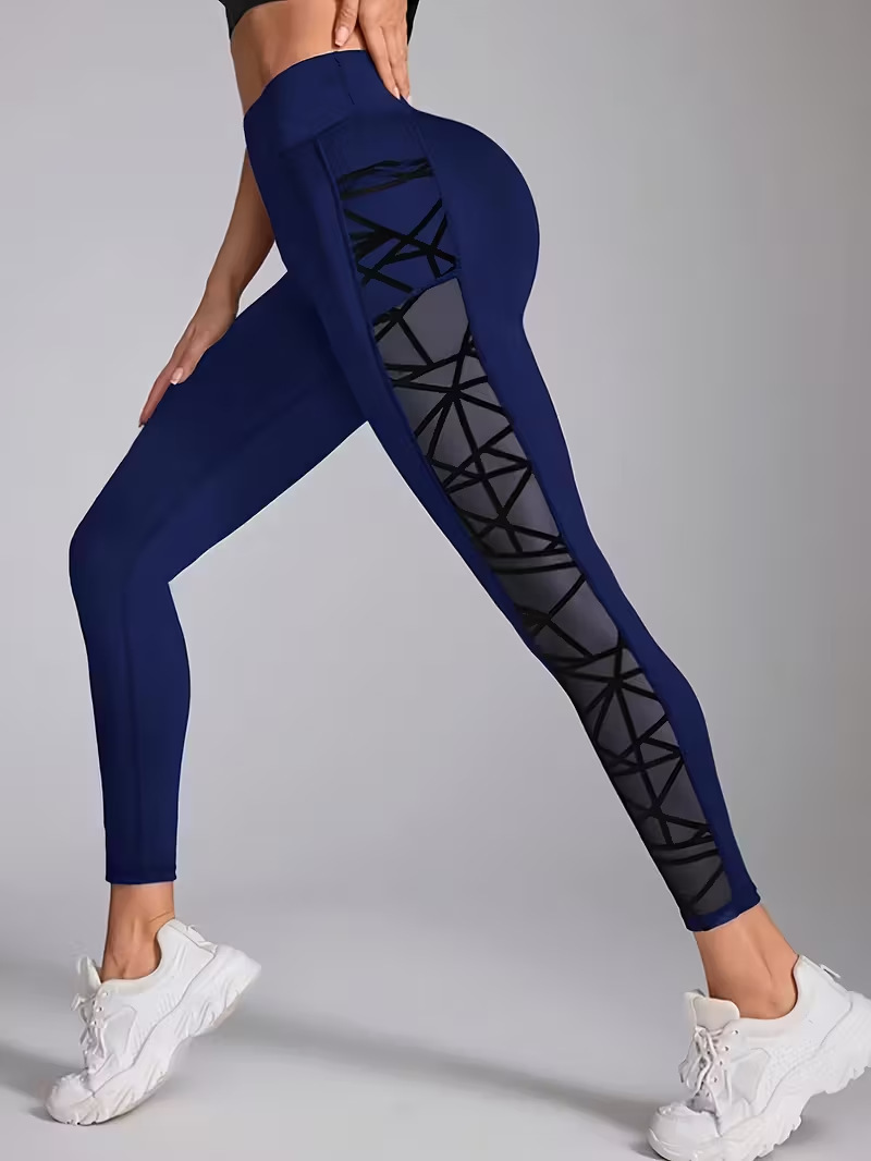 New Arrival Best-Selling Yoga Pants, Sports & Outdoor Skinny Leggings With Butt-Lifting Design, Spliced Mesh And Pockets - Image 9
