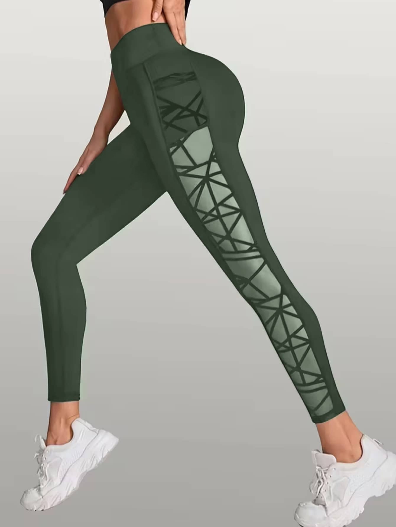 New Arrival Best-Selling Yoga Pants, Sports & Outdoor Skinny Leggings With Butt-Lifting Design, Spliced Mesh And Pockets - Image 6