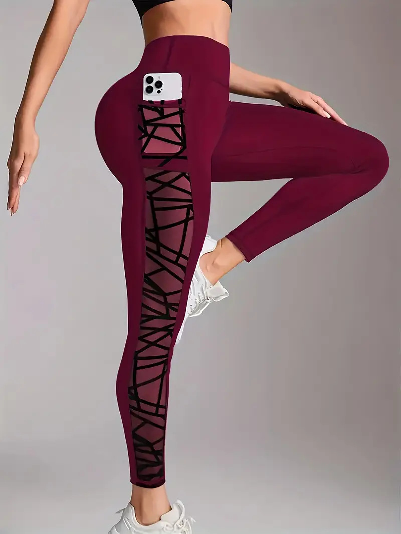 New Arrival Best-Selling Yoga Pants, Sports & Outdoor Skinny Leggings With Butt-Lifting Design, Spliced Mesh And Pockets - Image 3