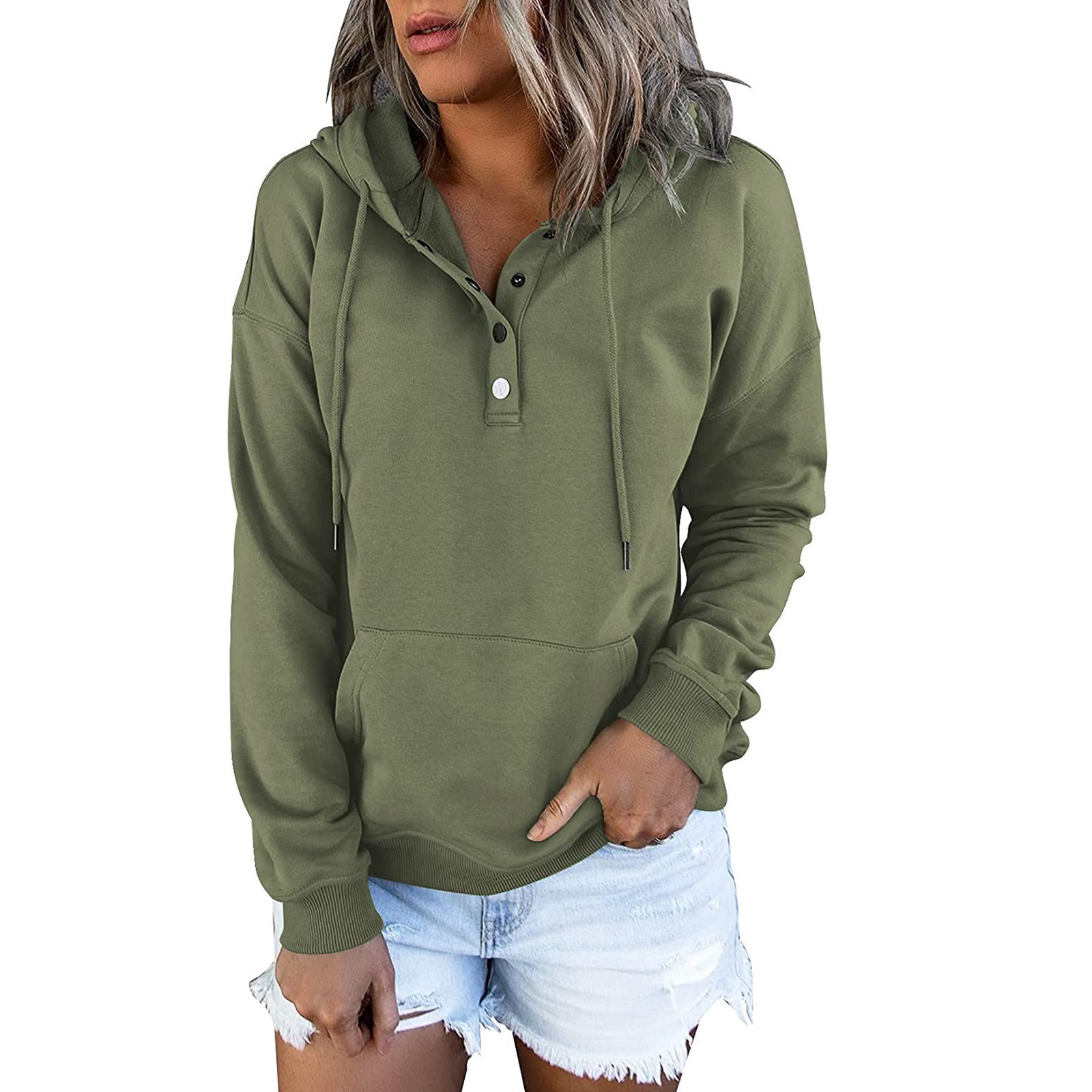 Loose-fitting Casual Long-sleeve Hoodie With A Drawstring And Pockets - Image 8