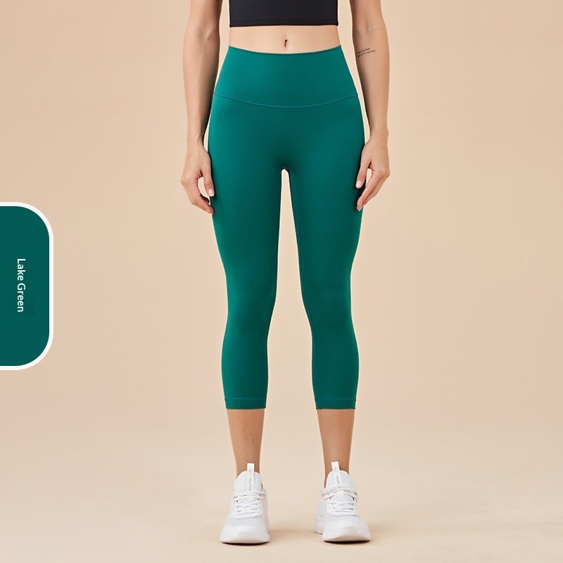 Women's Solid-Colored High-Waist Cropped Sports Fitness Pants - Image 7