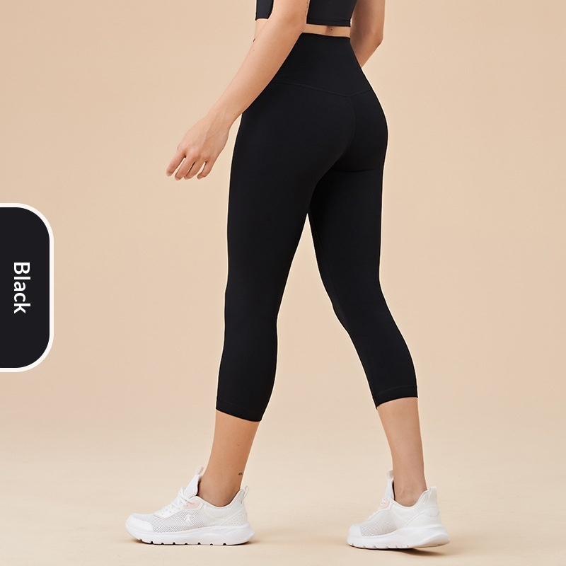 Women's Solid-Colored High-Waist Cropped Sports Fitness Pants - Image 6