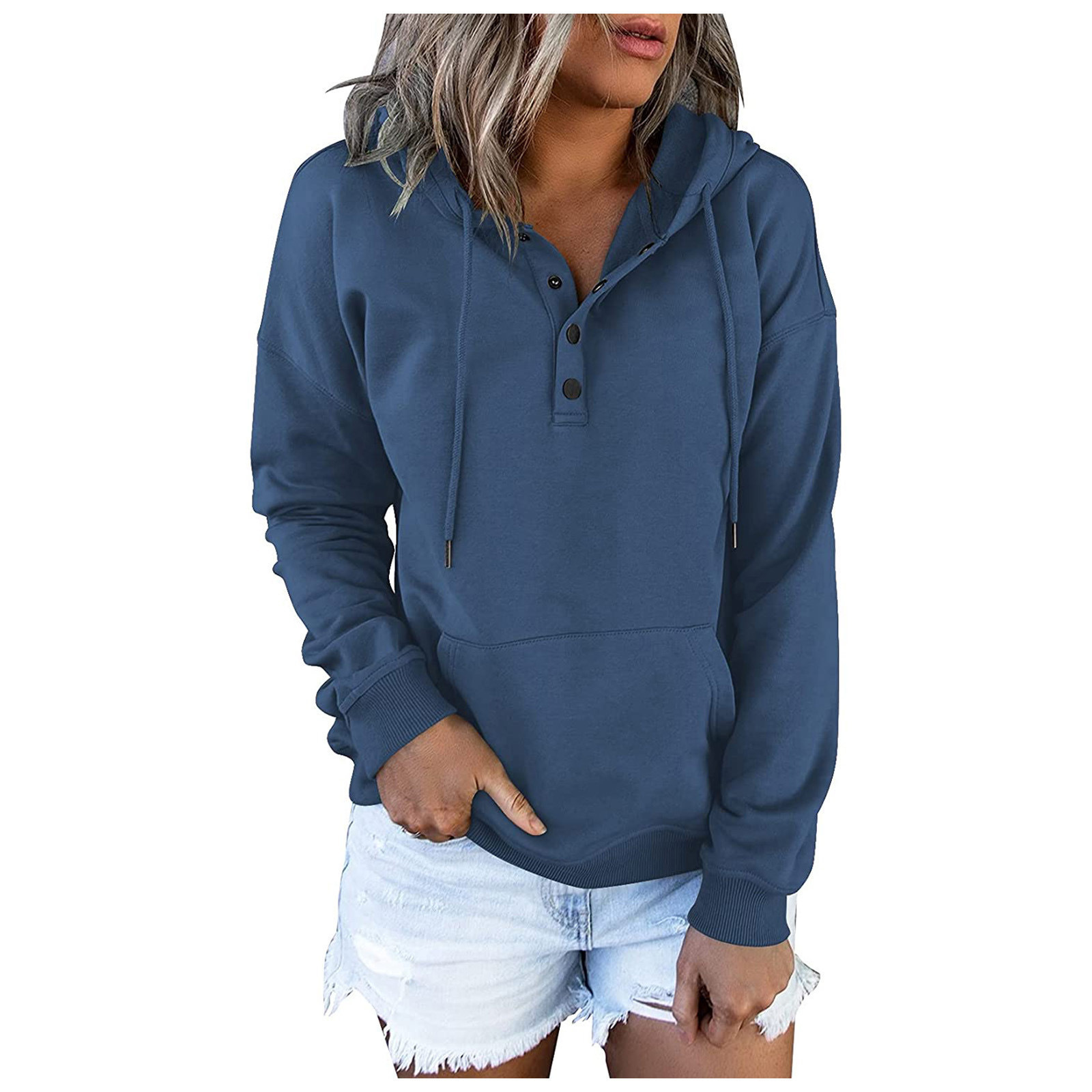 Loose-fitting Casual Long-sleeve Hoodie With A Drawstring And Pockets - Image 10