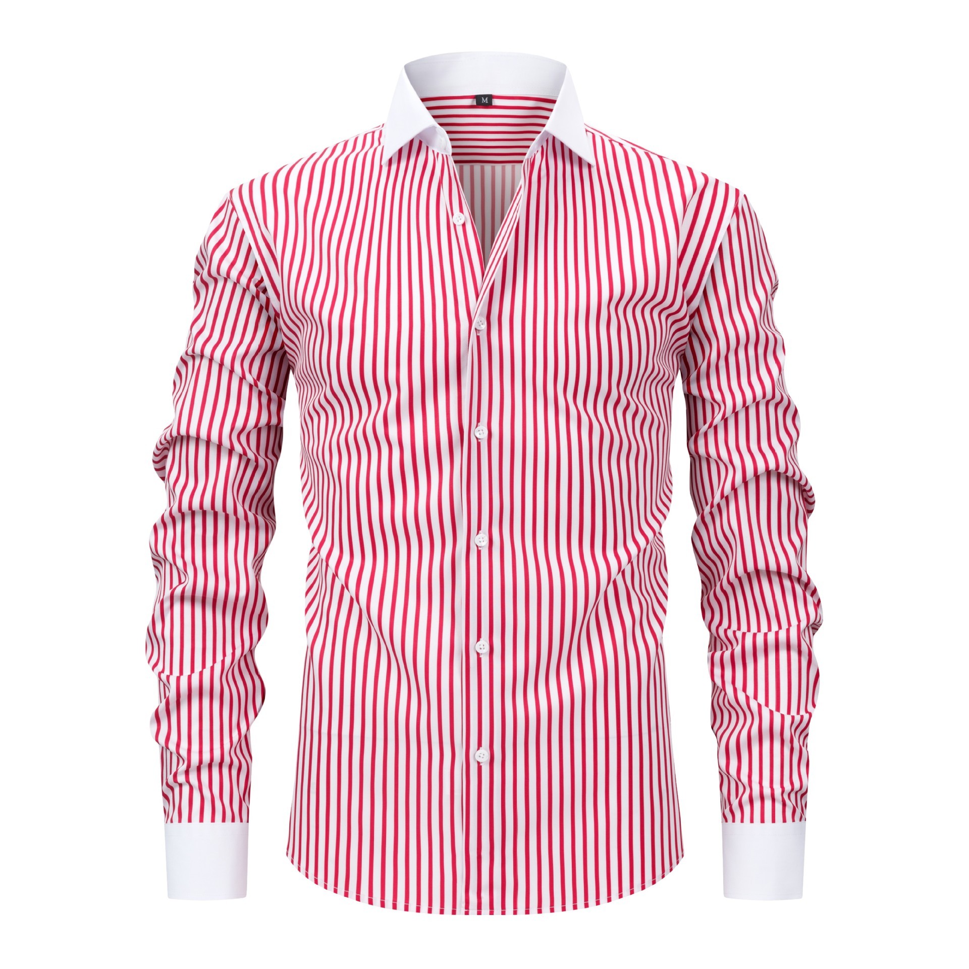 Mens Windsor-collar Long-sleeve Stretch Wrinkle-resistant Easy-care Shirt - Image 4