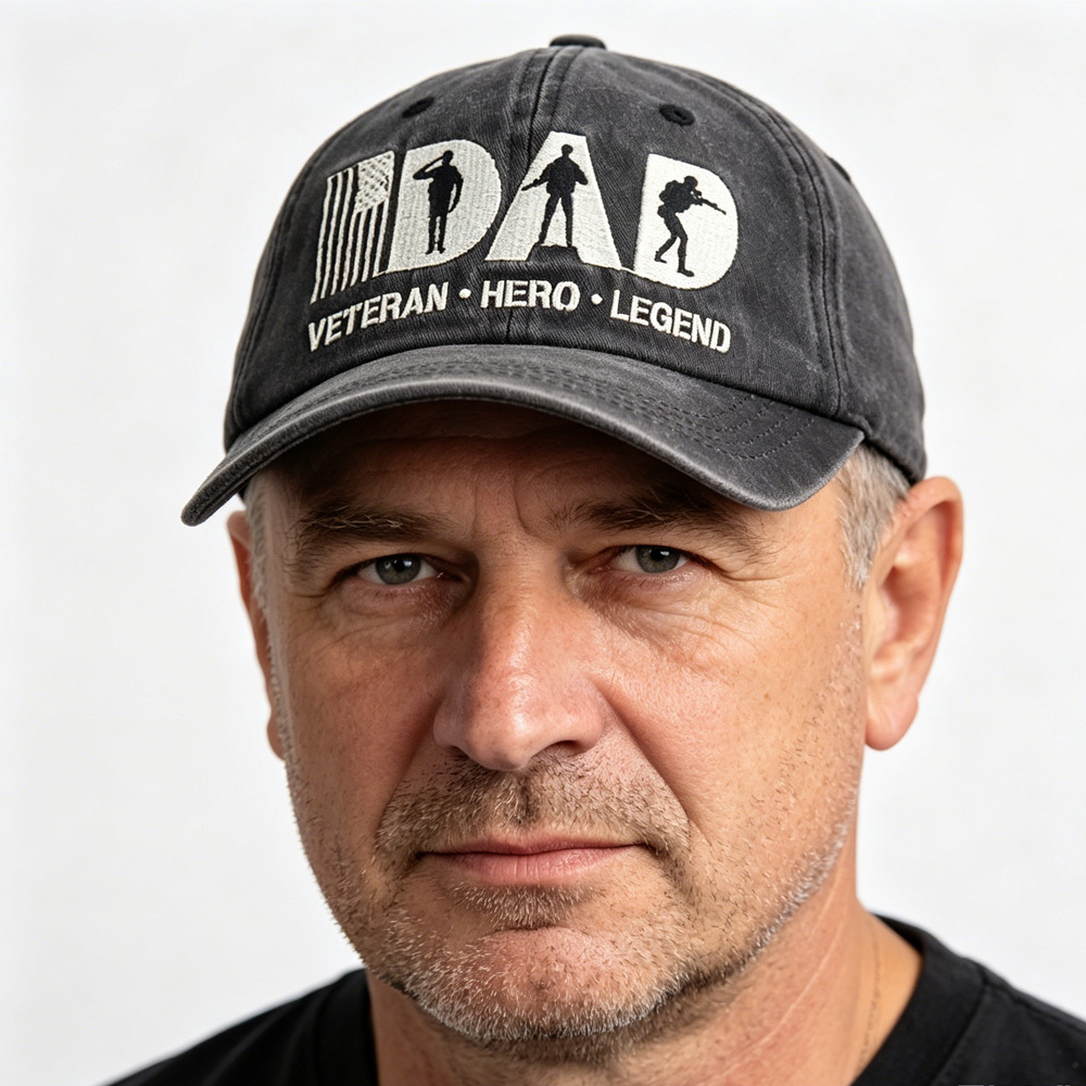 Veteran Dad Hat, Dad Veteran Hero Legend Embroidered Baseball Cap, Washed Cotton Adjustable Low Profile Cap For Men, Patriotic Military Gift