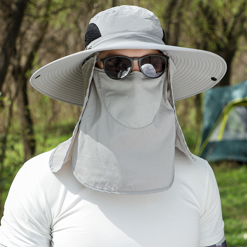Big Brim Protective Caps Summer Face Cover Sun-proof Mountaineering Bucket Hat - Image 7