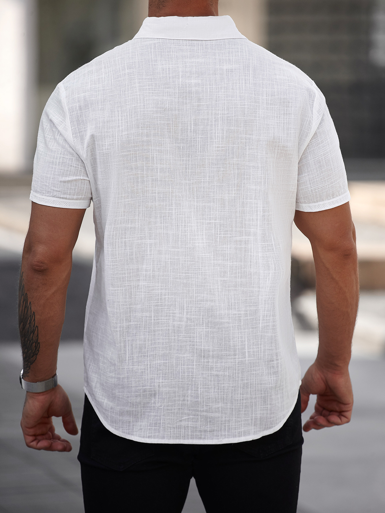 Mens Short-sleeve Cotton Shirt With A Pocket - Image 6