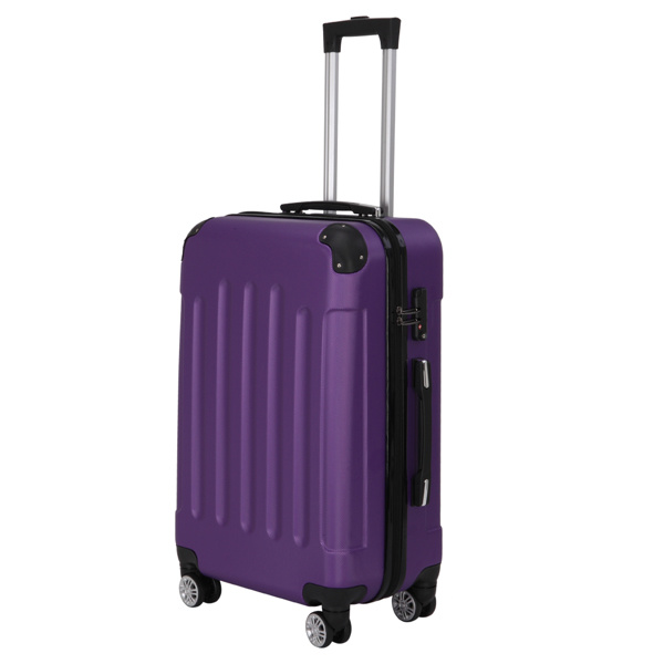 Three In One Handle Universal Wheel With 4 Corner Guards Pull Rod Box, 20in, 24in, 28in ABS Aluminum Alloy Pull Rod, Classic Color Scheme - Dark Purple - Image 2