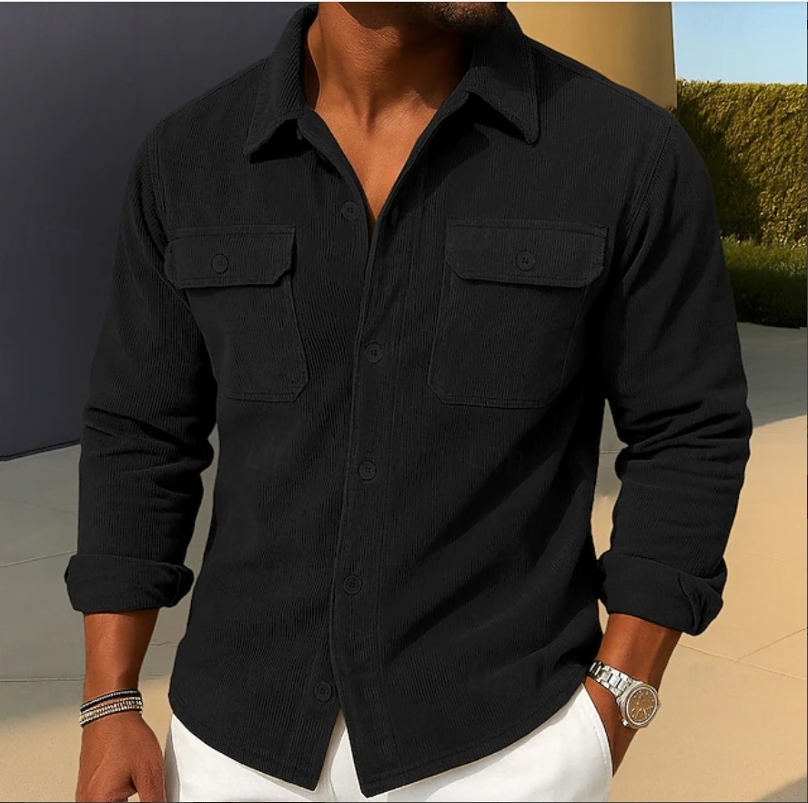 Mens Loose-fit Corduroy Shirt-coat - Image 4