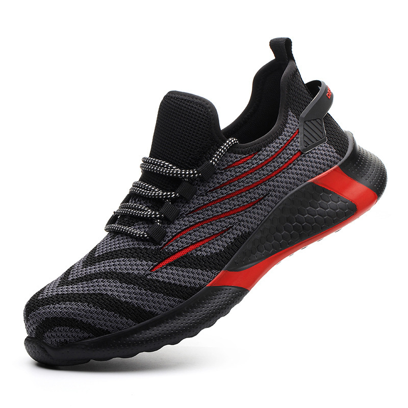 Steel Toe Safety Shoes Men's Anti-Smashing and Anti-Piercing Safety Shoes Flying Knitted - Image 3