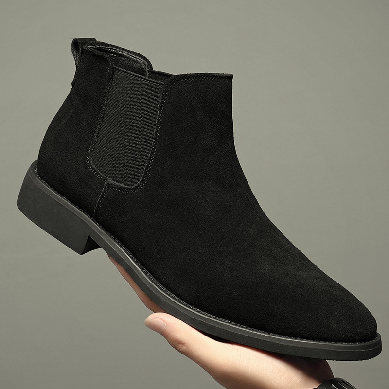 Breathable Autumn And Winter British Style Pointed Suede Short Martin Boots For Men - Image 5