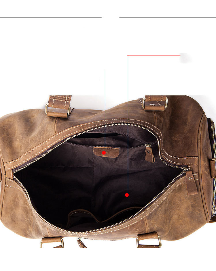 Vintage Crazy Horse Leather Men's Travel Bag - Image 5