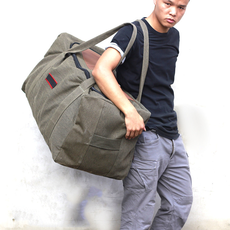 Large Capacity Canvas Hand Luggage Bag Travel Bag Men's Moving Big Bag - Image 3