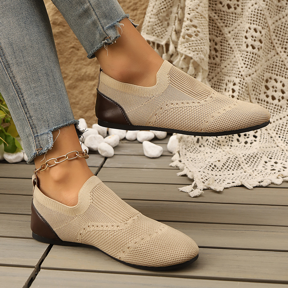 Flyknit Womens Shoes Flat-Soled Breathable Casual - Image 6