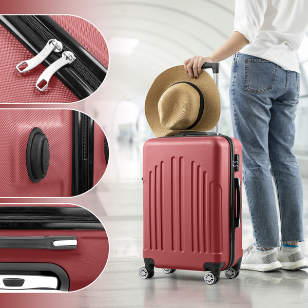 Curved Vertical Stripe 4-in-1 Trolley Case 16in 20in 24in 28in ABS Aluminum Alloy Tie Rod - Image 6