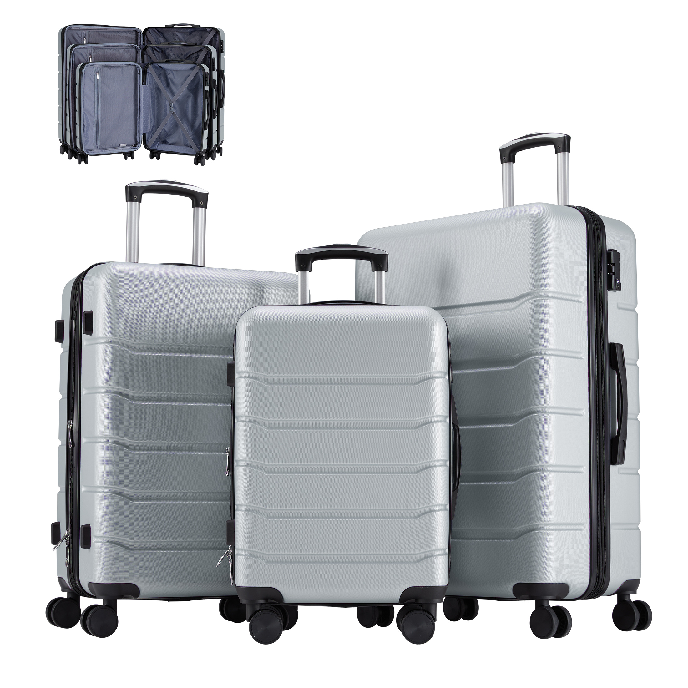 Hard Shell Carry On Suitcase, ABS Spinner Wheel Luggage, Lightweight And Expandable Rolling Travel Bag - Image 2