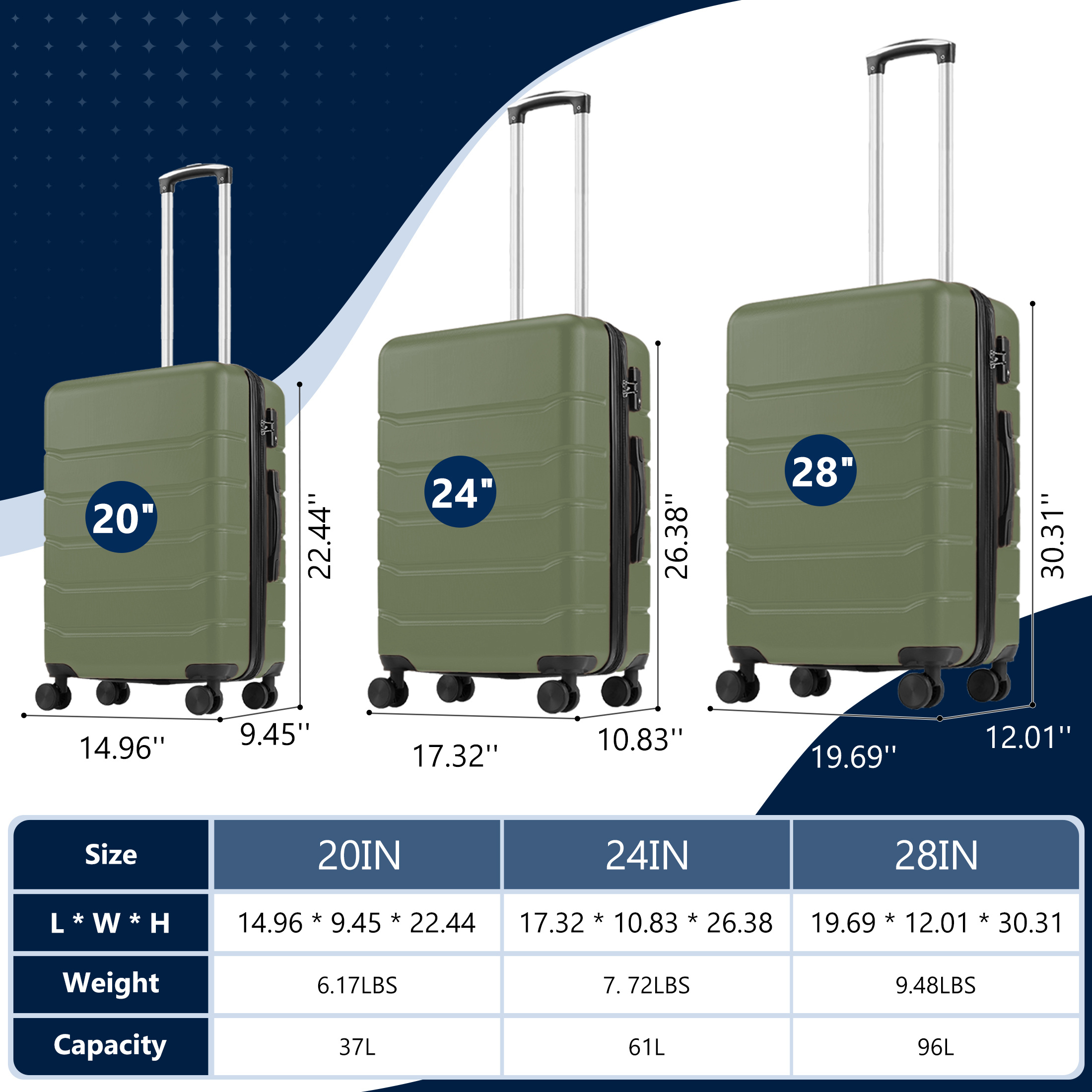 Hard Shell Carry On Suitcase, ABS Spinner Wheel Luggage, Lightweight And Expandable Rolling Travel Bag - Image 7