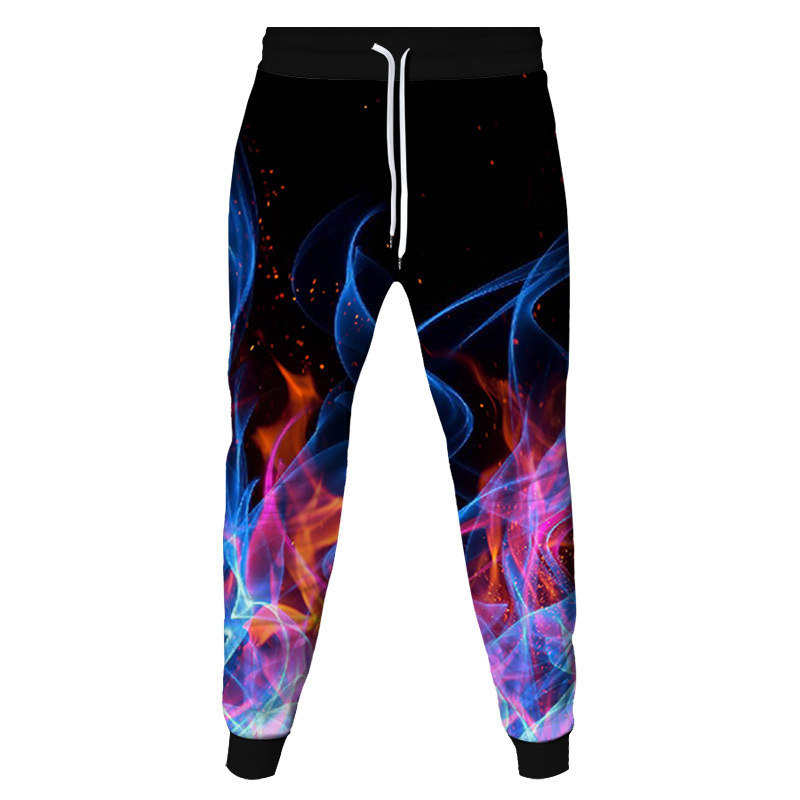 Flame 3D Print Men's And Women's Belted Pants
