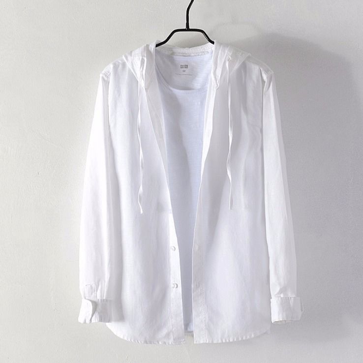 Mens Long Sleeve Shirt A Loose Fitting Striped Hoodie Style Shirt Or Jacket - Image 3