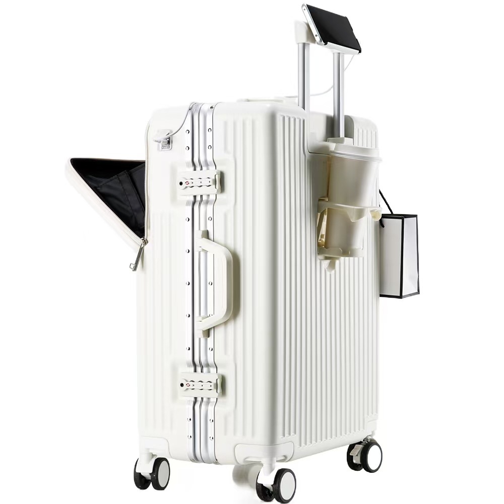 Suitcase Travel Luggage Trolley Front-Opening Large Capacity Aluminum Frame Carry-On Cabin Bag - Image 4