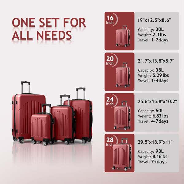 Curved Vertical Stripe 4-in-1 Trolley Case 16in 20in 24in 28in ABS Aluminum Alloy Tie Rod - Image 2