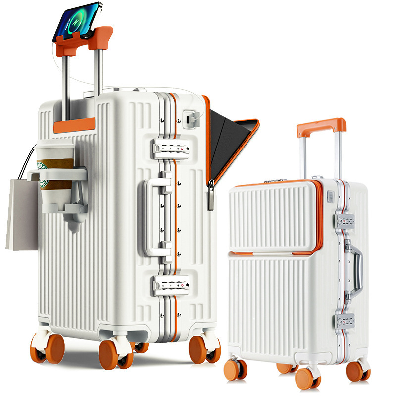 Suitcase Travel Luggage Trolley Front-Opening Large Capacity Aluminum Frame Carry-On Cabin Bag - Image 8